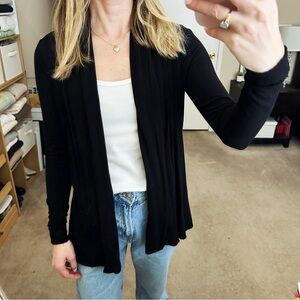 Dantelle Open Pleat Front Cardigan Sweater Black Women's XS Petite